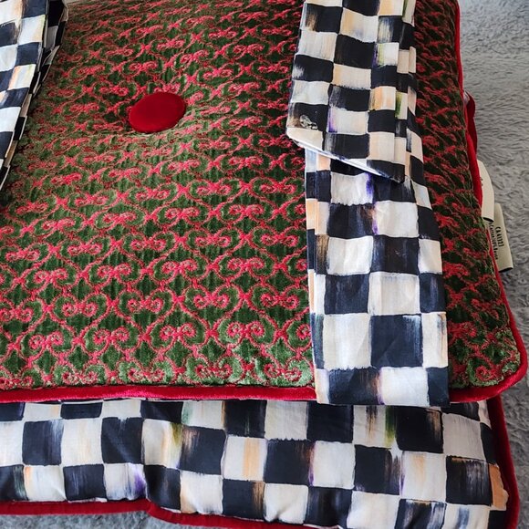 MACKENZIE CHILDS COURTLY CHECK/CHRISTMAS CHAIR PADS-SET OF 2 - Picture 2 of 6